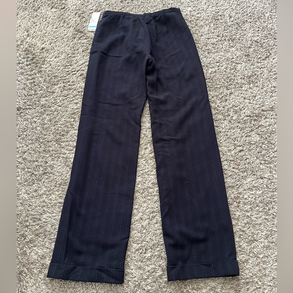 Lafayette 148 New York Navy Blue & White Pin Striped Cuffed Pants Women’s Size 4